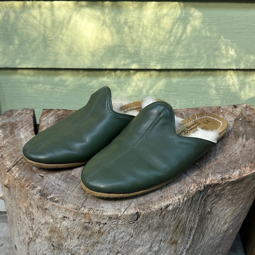 Sabah men’s Dark Green Shearling Slippers size 43